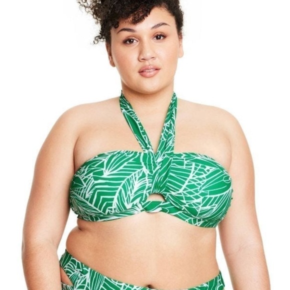 NWOT Tabitha Brown X Target Linear Leaf Halter Neck Bikini Top  3X - Picture 1 of 4